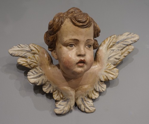 Pair of Cherub Heads, Italian School, 18th Century - Sculpture Style Louis XV