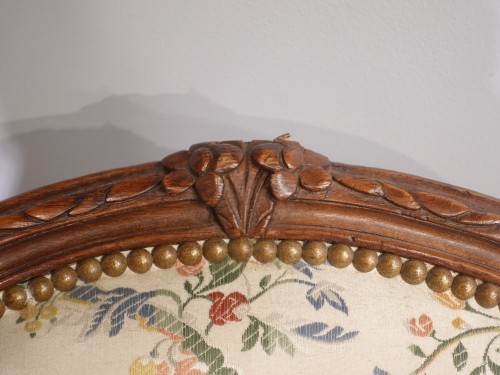 XVIIIe siècle - Large bergère Louis XV d'époque XVIIIe