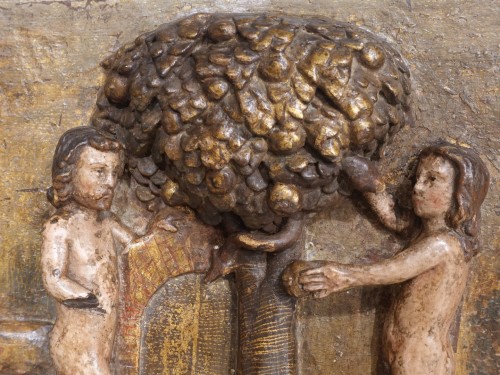 Sculpture  - Adam and Eve Panel Sculpture 17th Century Spain