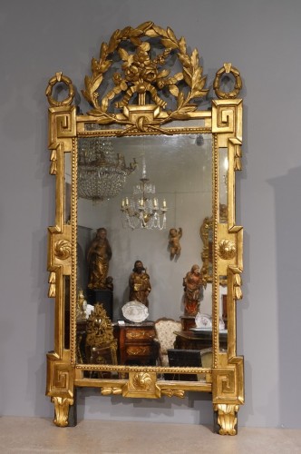 Antiquités - Miroir Louis XVI en bois doré d'époque XVIIIe