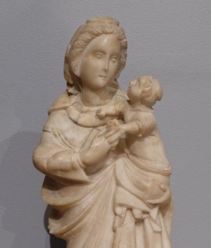 Alabaster Virgin Trapani 17th Century - Sculpture Style Louis XIII