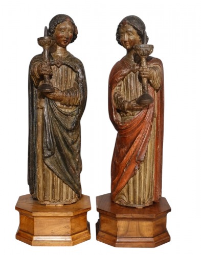 Sculpture of a pair of polychrome ceroferia angels – circa 1500
