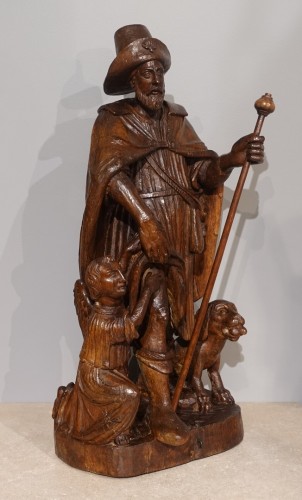 Sculpture représentant St Roch d'époque XVIIe - Sculpture Style Louis XIII