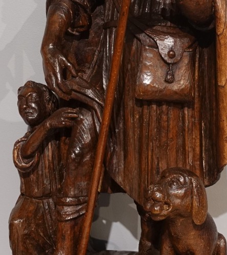 XVIIe siècle - Sculpture représentant St Roch d'époque XVIIe