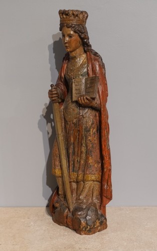 Sculpture Sculpture en Bois - Sculpture Sainte Catherine XVIe siècle