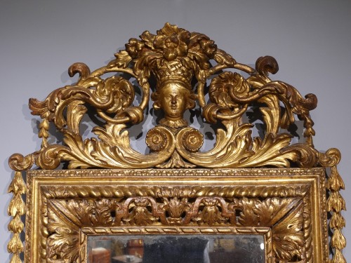 Large Louis XIV Giltwood Mirror, late 17th century - Mirrors, Trumeau Style Louis XIV