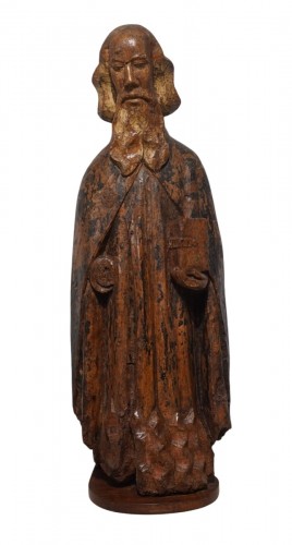Saint Antoine Ermite en noyer polychrome fin XV°