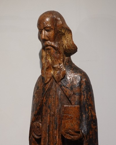 Sculpture Sculpture en Bois - Saint Antoine Ermite en noyer polychrome fin XV°