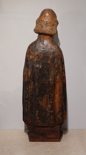 XIe au XVe siècle - Saint Antoine Ermite en noyer polychrome fin XV°