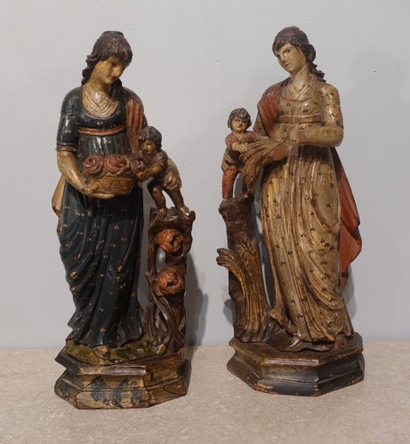 Allégorie des quatre saisons d'époque XVIIIe - Sculpture Style Transition