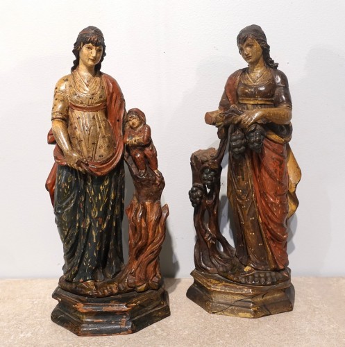 Sculpture Sculpture en Bois - Allégorie des quatre saisons d'époque XVIIIe