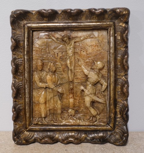 Alabaster Bas-Relief of the Crucifixion, Mechelen, 17th Century - Louis XIII