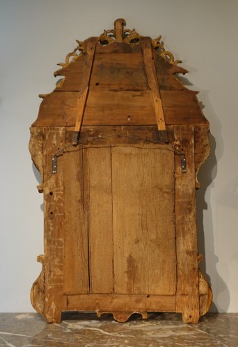 Antiquités - Miroir Régence à parecloses en bois doré d'époque XVIIIe