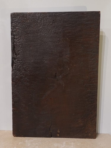 Antiquités - Couronnement de la Vierge – Bas-relief polychrome Époque XVIIe siècle