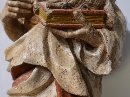 Sculpture  - Saint John the Baptist – 17th Century Polychrome Stone Sculpture