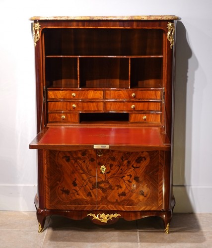 Louis XV Marquetry Secretary, Stamped P. Roussel - 