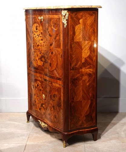 18th century - Louis XV Marquetry Secretary, Stamped P. Roussel