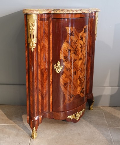 Furniture  - A Carel-stamped floral marquetry corner cabinet