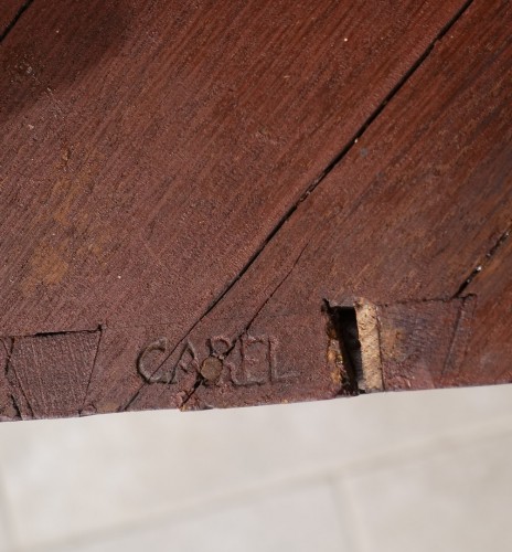 A Carel-stamped floral marquetry corner cabinet - 