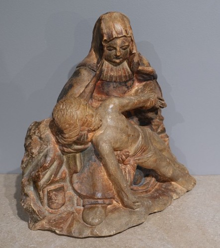 Pietà ou Vierge de Pitié – École Bourguignonne XVe siècle - Sculpture Style Moyen Âge