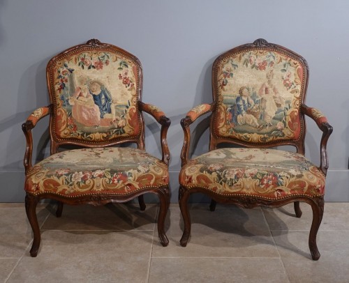 Sièges Fauteuil & Bergère - Suite de quatre fauteuils à la Reine d'époque Louis XV