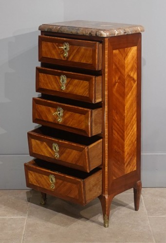 Five-drawer tall chest stamped J. Schmitz - Transition