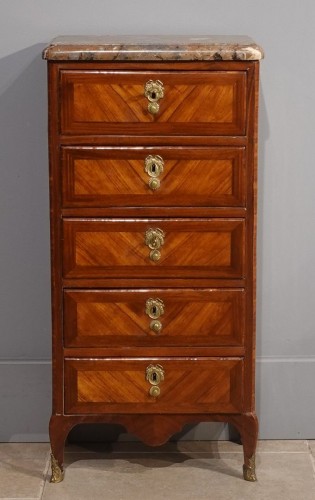 Antiquités - Five-drawer tall chest stamped J. Schmitz