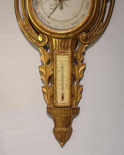 18th-Century Gilt-Wood Barometer-Thermometer - 