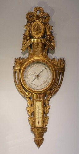 18th-Century Gilt-Wood Barometer-Thermometer - Louis XVI