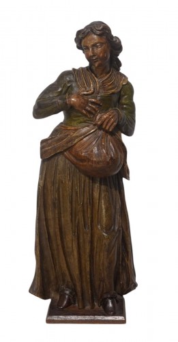 Sculpture sur bois '' Femme qui sème'' d'époque XVIIIe
