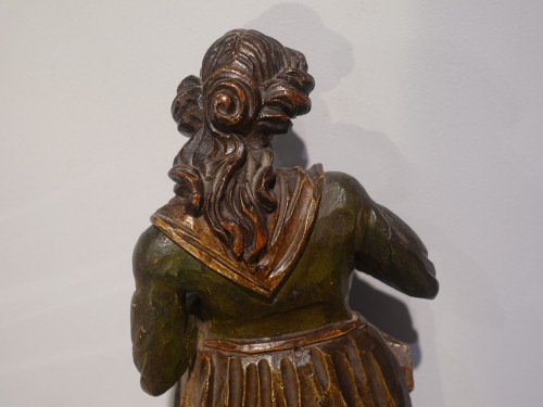 18th-century wood sculpture: "Woman Sowing" - 