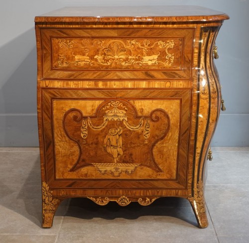 Furniture  - Regency-period bombe commode with floral marquetry