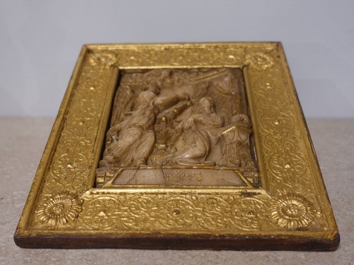 L'Annonciation, plaque en albâtre Malines fin XVIe début XVIIe - Sculpture Style Renaissance