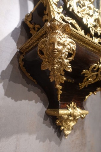 Louis XV - Cartel et sa console d'époque Louis XV signé Brodon à Paris