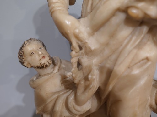 Antiquités - Vierge à l'Enfant avec deux orants en albâtre, Trapani XVIIe siècle
