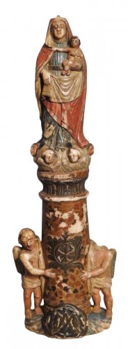 Vierge du pilier en albâtre polychromé XVIIe siècle