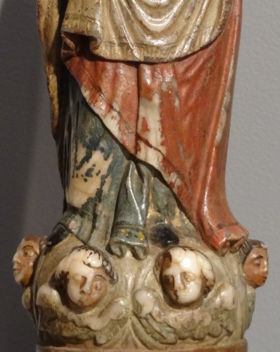Vierge du pilier en albâtre polychromé XVIIe siècle - Gérardin et Cie