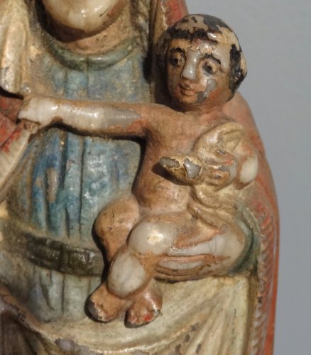 17th century - Virgin and Child in Polychrome Alabaster 17th century