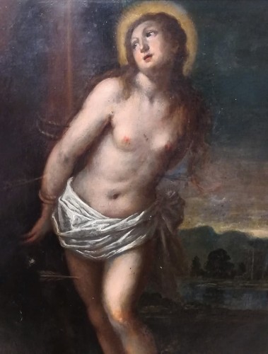 Peinture sur cuivre représentant Sainte Christine de Rome - Italie XVIIIe - Gérardin et Cie