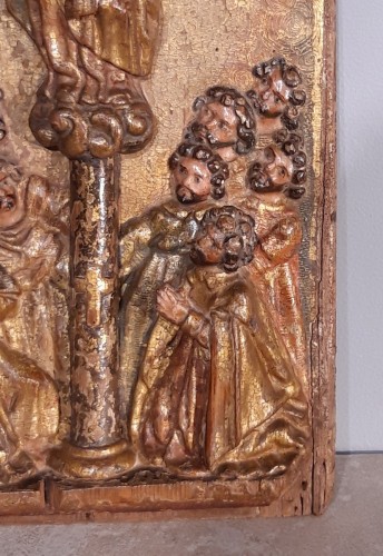 Religious Antiques  - Spain Wood panel, gilt and polychrome, 17th century