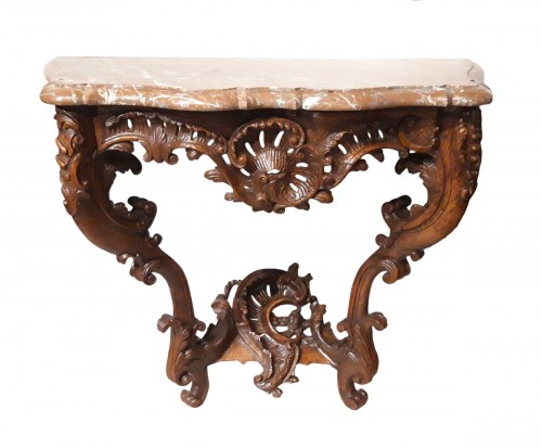 Console Louis XV en chêne sculpté