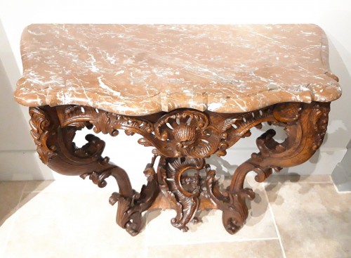 Louis XV console carved oak 18th century - Furniture Style Louis XV