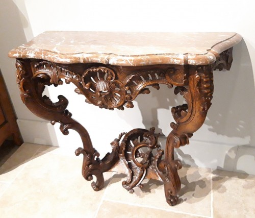 Furniture  - Louis XV console carved oak 18th century