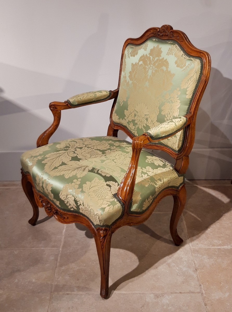 Lot 145: Louis XV Style Armchair or Fauteuil a Oreilles, Aubusson  Upholstery