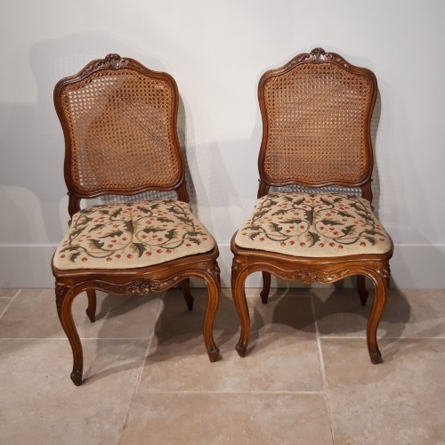 Pair Of Louis XV Chairs Stamped Pierre Nogaret, Received Master In 1745 - 