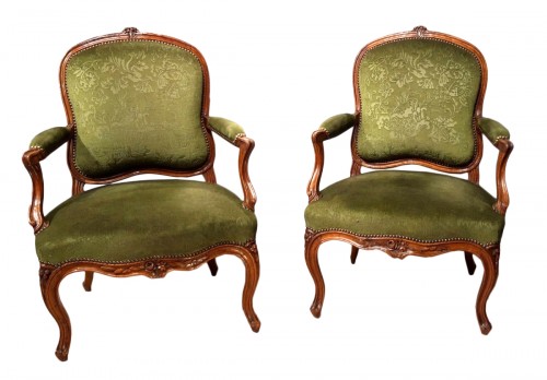 Pair Of Louis XV Armchairs Stamped Pierre Nogaret (1718-1771)