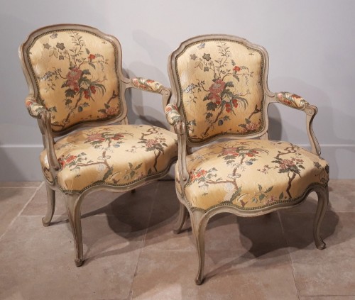 Pair Of Louis XV Cabriolets Stamped Lc Carpentier, XVIII ° - Seating Style Louis XV