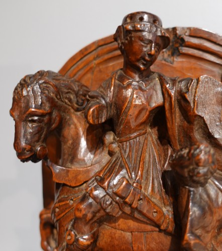 Sculpture  - French Saint Martin in carved boxwood, 16th century