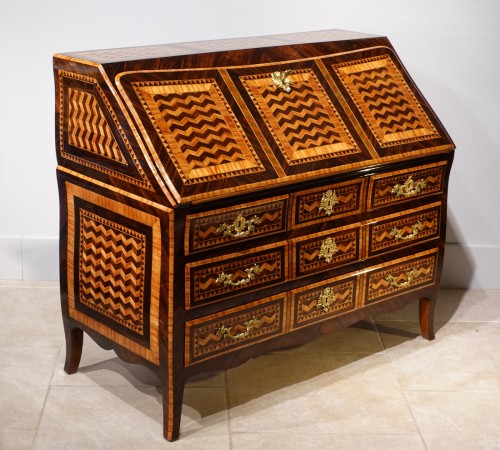 Bureau dos d'âne marqueté d'époque XVIIIe - Gérardin et Cie