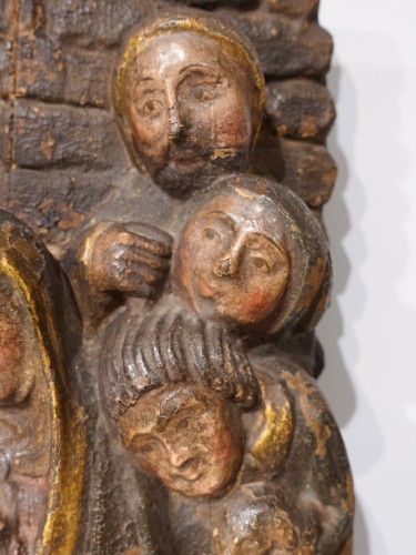 Nativité en bois polychrome, Espagne XVIe siècle - Sculpture Style Renaissance